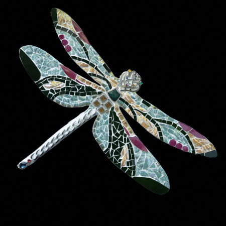 MaryLou Hurley - Chained Tail Dragonfly - Mixed Media Mosaic - 10x15