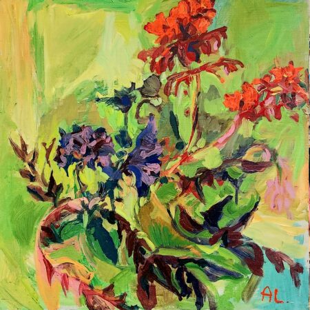 Alina Lloyd - Geraniums - Acrylic - 24x24
