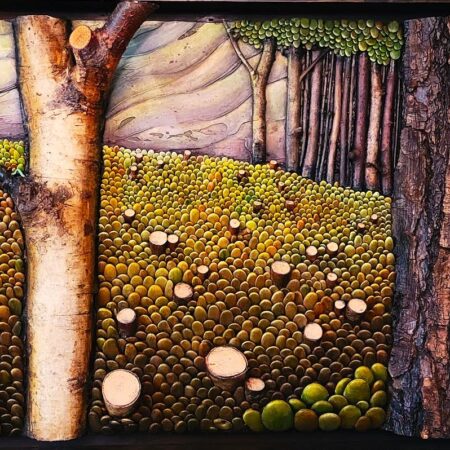 Reg Lecky - Selling Utopia - Acrylic on Mixed media - 37 x 16