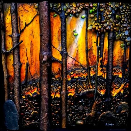 Reg Lecky - Fire Storm - Acrylic on mixed media - 16 x 16