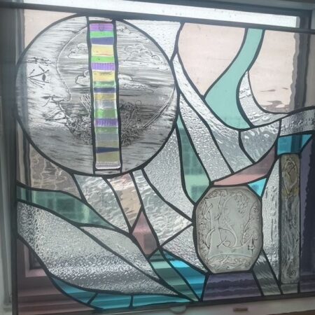 Leslee Larsen - As the Bee Sees 1 - Stained Glass panel - 18.5 x 22