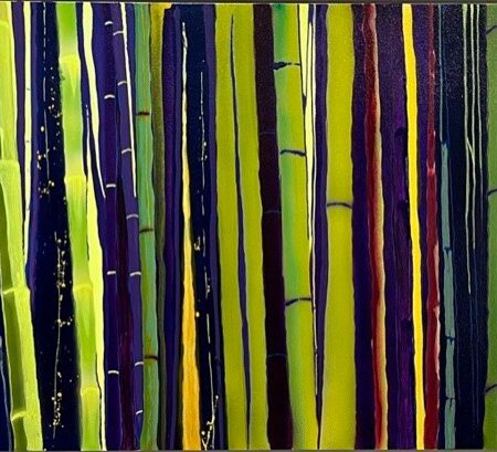 Jason Misurka - Arashiyama bamboo forest - Acrylic on panel - 24 x 60 x 1.5