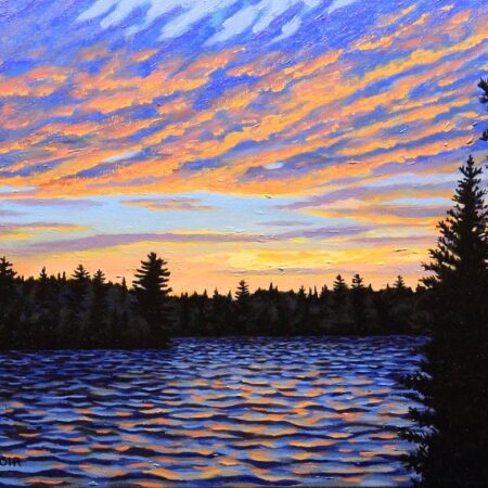 Dave Moir - Sunset On Lake Manitouwaba - Oil on Canvas - 11 x 14 x 1