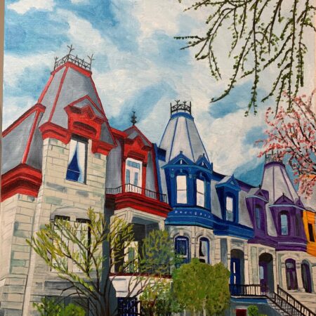 Marj Gegear - Springtime in St. Louis Square, Montreal - Oil on Canvas - 24x18