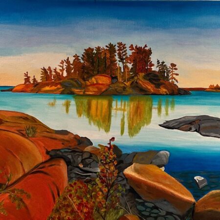 Marj Gegear - Georgian Bay, Chikanishing River - Oil on Canvas - 18x36