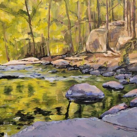 Joanne Lomas - The Glow Above Stubbs Falls - Acrylic - 24 x 48