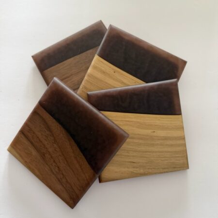 George McCart - Coaster Set #5 - Black Walnut with Epoxy(4) - 4 x 4