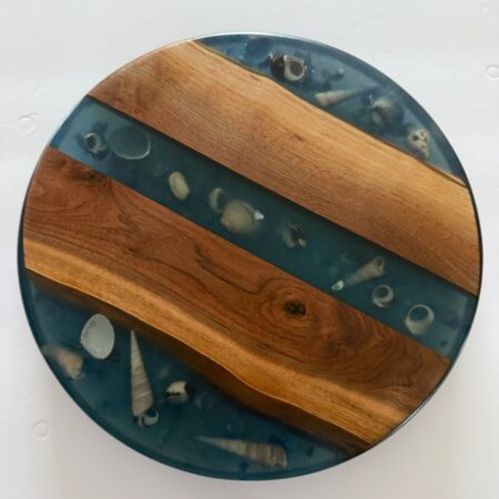 George McCart - Center Piece #2 - Black Walnut with Shells in Epoxy - 12 diameter