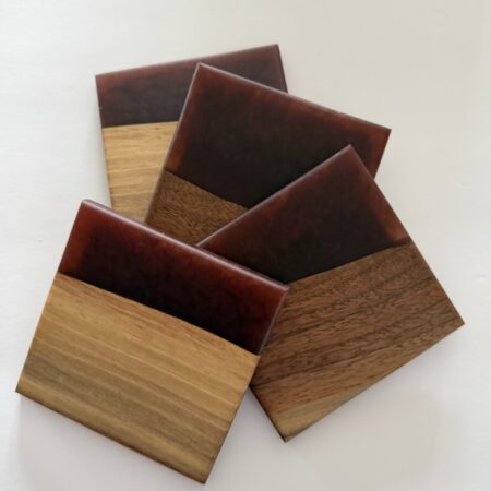 George McCart - Coaster Set #4 - Black Walnut with Epoxy(4) - 4 x 4