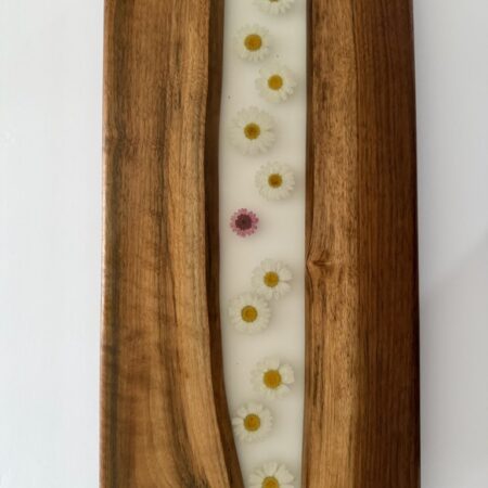 George McCart - Serving Tray #4 - Black Walnut with Daisies in Epoxy - 9 x 18