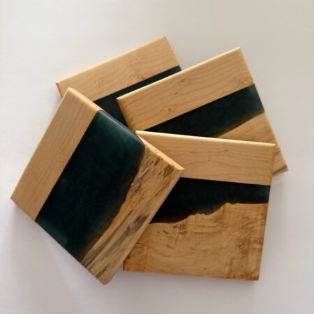 George McCart - Coaster Set #1 - Blue Stain Maple with Epoxy(4) - 4 x 4