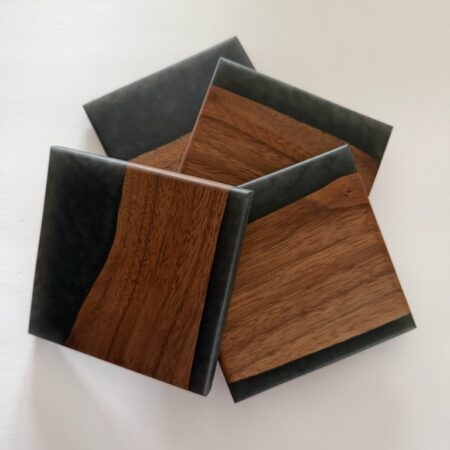 George McCart - Coaster Set #6 - Black Walnut with Epoxy(4) - 4 x 4