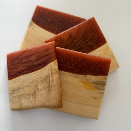 George McCart - Coaster Set #7 - Blue Stain Maple with Epoxy(4) - 4 x 4