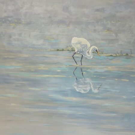 Wayne Hudson - Misty Morning-Great Egret - Acrylic on Canvas - 30x30x1.5