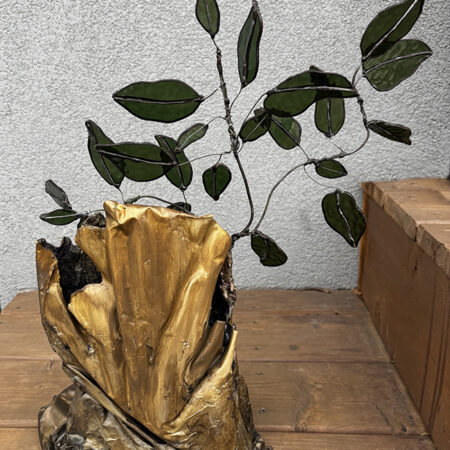 Dania Piotti - Gilded Resilience - concrete, stained glass - 18x16x6