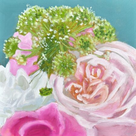 Piera Pugliese - Soft as a Rose - Oil on cradled board - 6”x6”