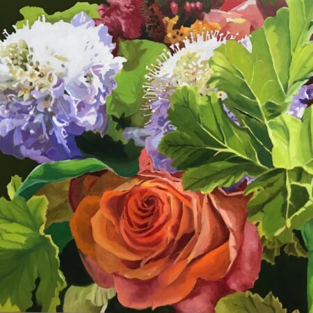 Piera Pugliese - Pushing the Rose - Oil on cradled wood panel - 16”x20”