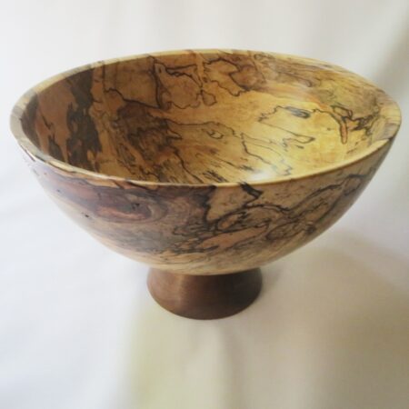 Lawrence Kristan - Uplifted - Spalted Maple Bowl with Walnut Base Food Safe - 10 1/4 x 6 3/4