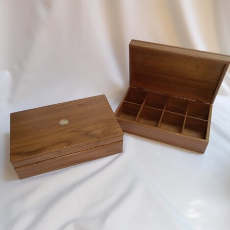 Lawrence and Lucy Kristan - Tea for Twoonie - Walnut Tea Caddy with Canadian Attitude 12x7.5x3.5