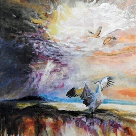 Lynda Moffatt - Echoes of the Sky - Oils, Charcoal, Collage - 30x30