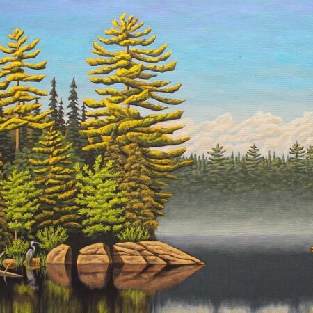 David Moir - Heron - Oil on canvas - 15'' x 30'' x 1.5''