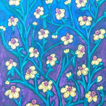 Christine Currie - Good Cheer - Water Soluble Wax Pastels on black mixed media paper with vellum finish - 9'' x 12''