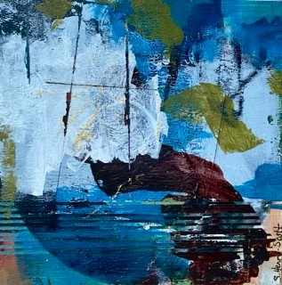 Susan Henry - Sui - Acrylic on birch plywood - 6'' x 6'' x 1.5''