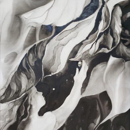 Freda Wrench - Sustenance - Acrylic ink and crystal on Terraskin - 36'' x 30'' x 1''