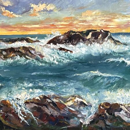 Victor Gligor - White cap waves - Oil - 17'' x 41'' x 1.5''