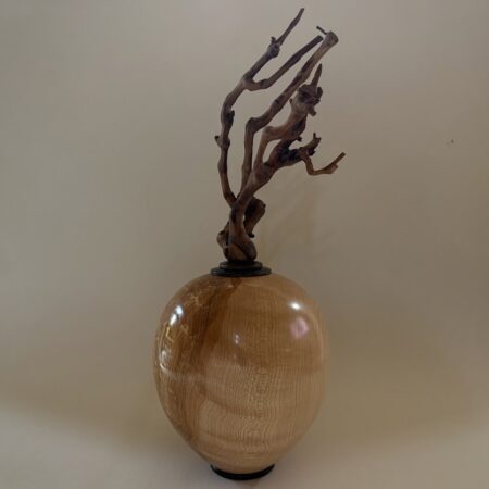 Sam Meandro - Tied to the Earth - Wood - Sugar maple, walnut and grapevine - 13'' x 5.5'' x 5.5''