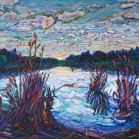 Nancy Lennon - Blue Silhouette Reeds - Oil - 24'' x 30'' x 1.5''