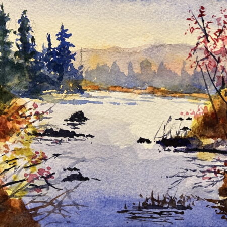 Edward Clark - Autumn on Deer Lake - Watercolour - 15'' x 22'' x 0.2''