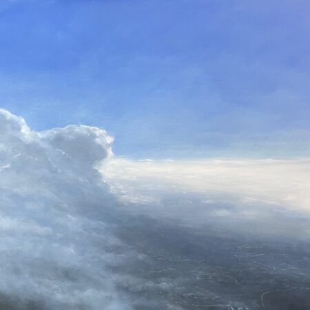 Diana Hillman - Rolling In, Flight Series - Oil on wood panel - 40'' x 42'' x 1.5''