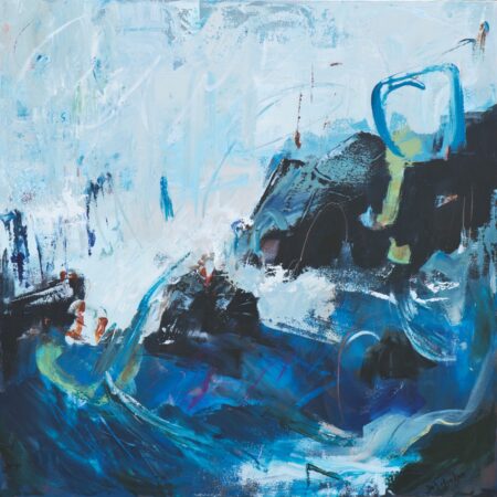 Deb Menken - Rescued - Acrylic and water soluble crayon - 42'' x 42'' x 1.5''