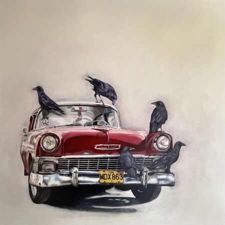 Brian Barrer - Hitching A Ride Cuba - Oil Paint, Mixed Media - 36'' x 36'' x 1.5''