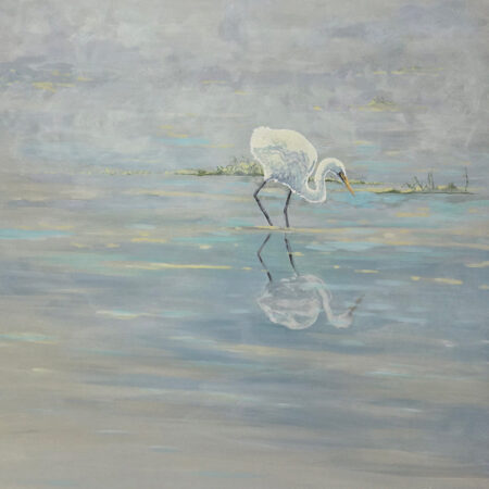 Wayne Hudson - Misty Morning-Great Egret - Acrylic on Canvas - 30x30x1.5