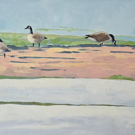 Wayne Hudson - Winter Sunset - Canada Geese - Acrylic on Canvas - 20x12x1.5