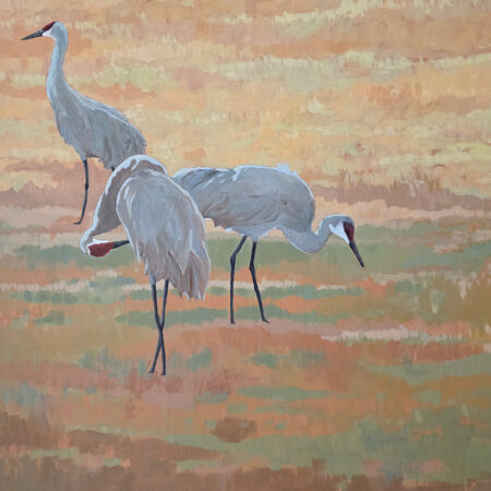 Wayne Hudson - Golden Fields - Sandhill Cranes - Acrylic on Canvas - 30x36x1.5