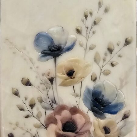 Karen Brown - All Silver-White - Encaustic mixed media on panel - 6 × 12